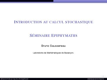 [PDF] Introduction au calcul stochastique [1cm] Séminaire Epiphymaths