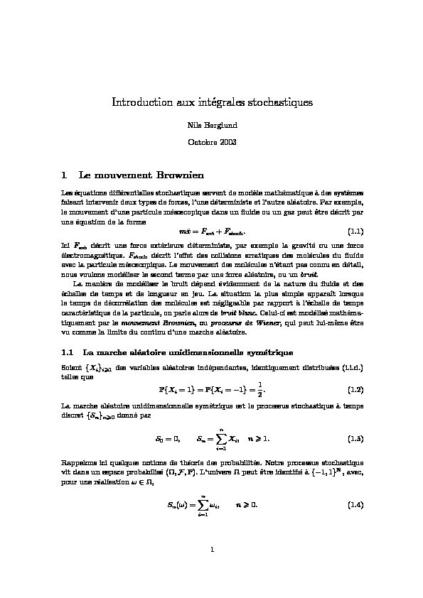 [PDF] Introduction aux intégrales stochastiques
