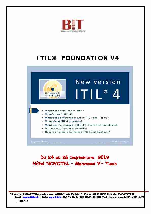 ITIL® FOUNDATION V4