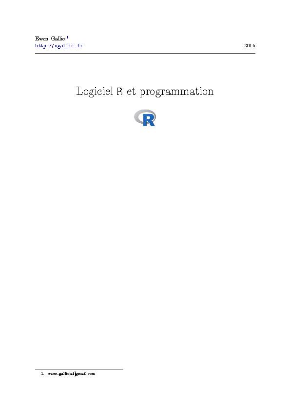 Logiciel R et programmation