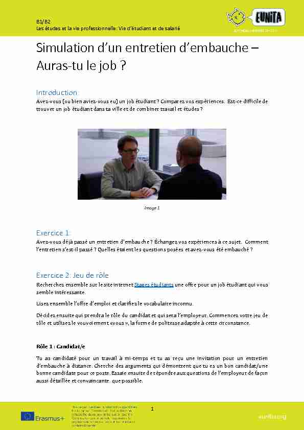 [PDF] Simulation dun entretien dembauche – Auras-tu le job ? - EUniTa