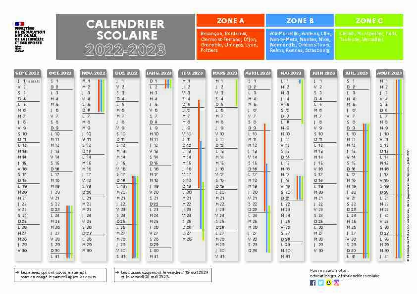Calendrier Scolaire National 2021-2022
