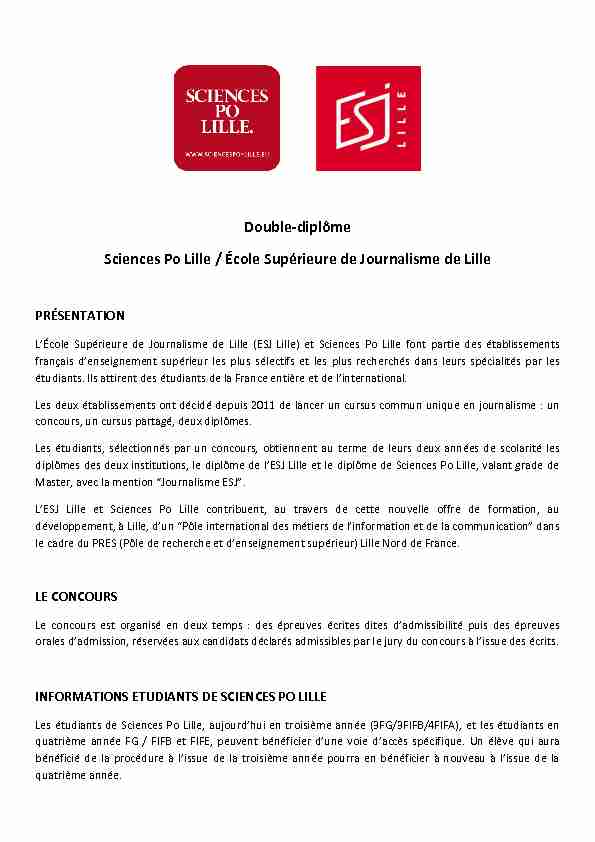 Double-diplôme Sciences Po Lille / École Supérieure de