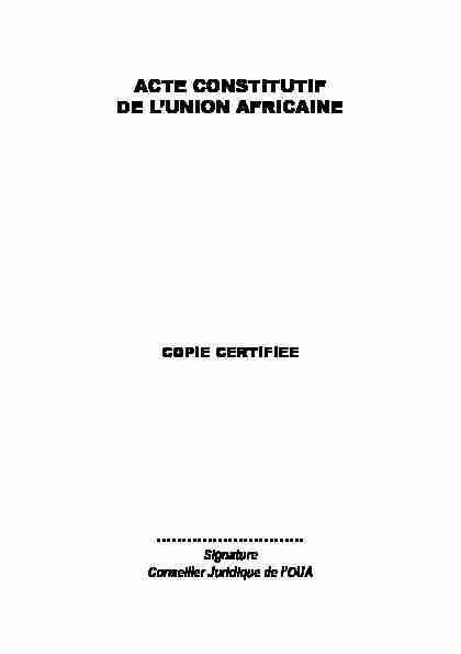 ACTE CONSTITUTIF DE LUNION AFRICAINE