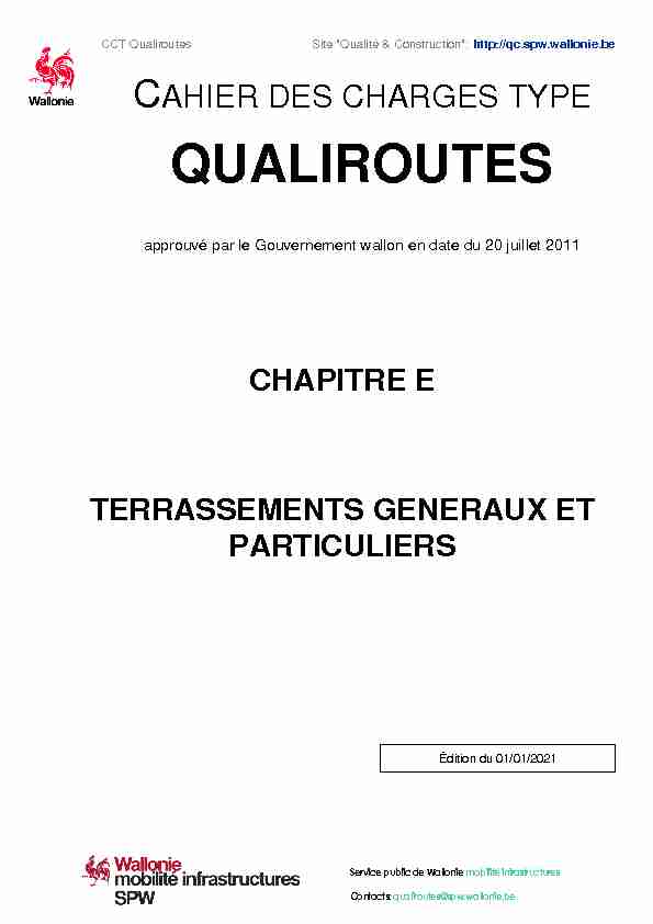 [PDF] CCT Qualiroutes - Chapitre E - Qualité & Construction - SPW