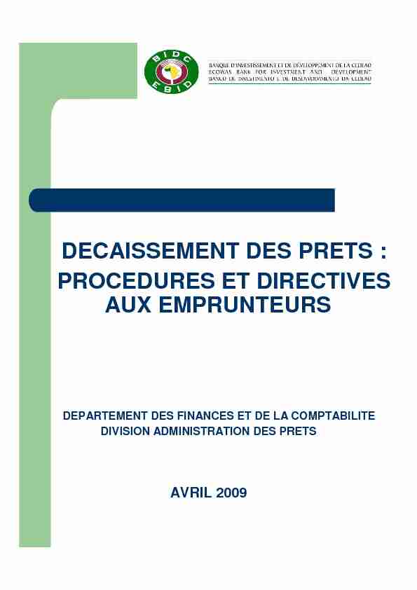 [PDF] Décaissement des prêts : Procédures et directives aux emprunteurs