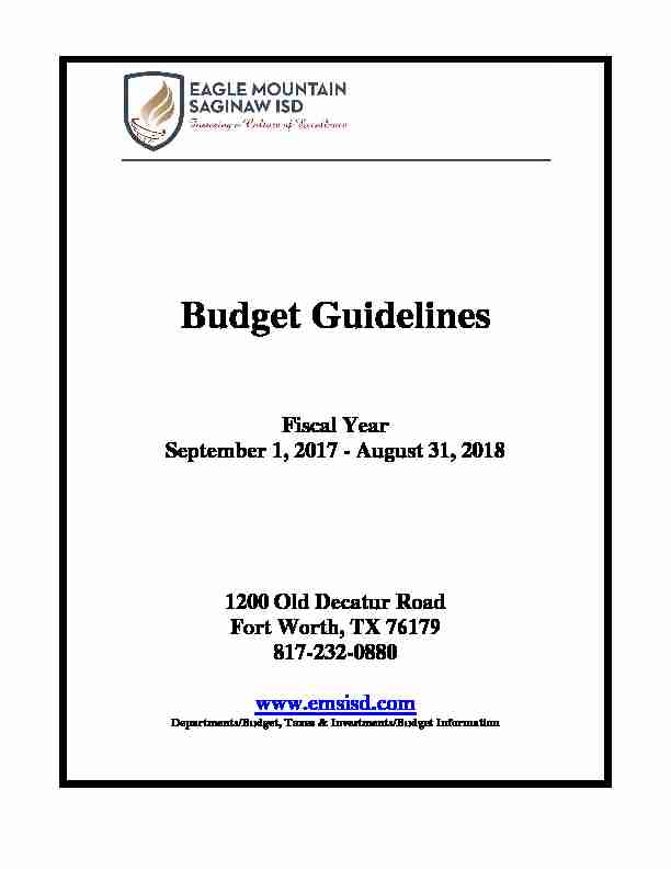 Budget Guidelines