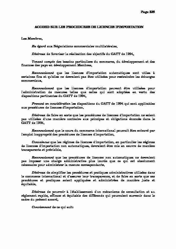 Page 221 AGREEMENT ON IMPORT LICENSING PROCEDURES