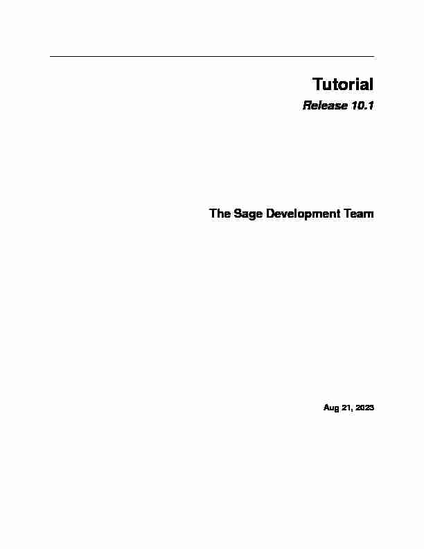 Tutorial - SageMath