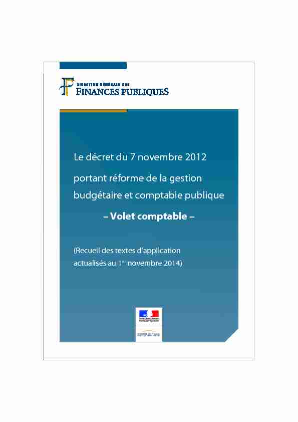 [PDF] Le décret du 7 novembre 2012 portant réforme de la gestion