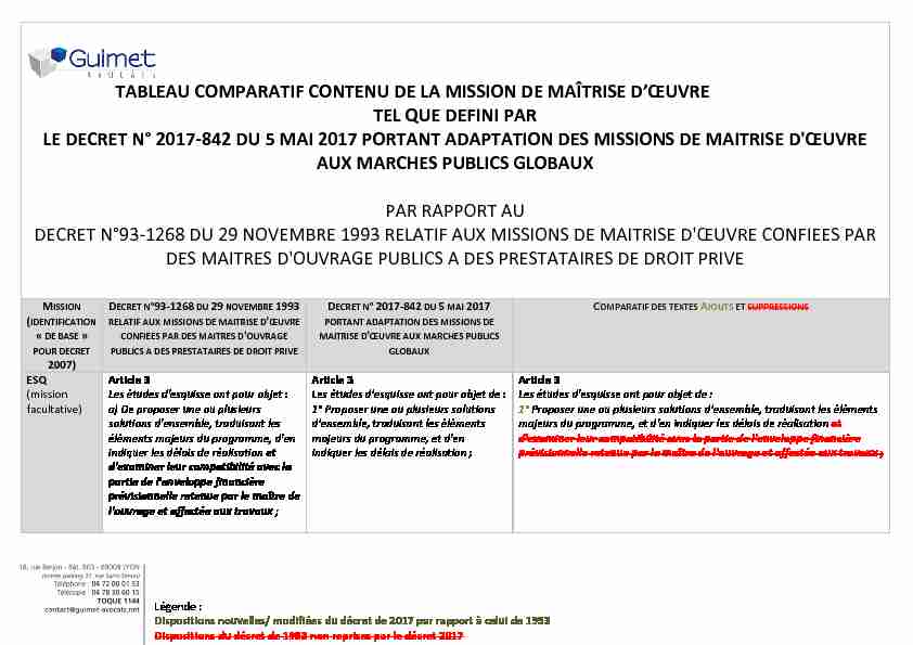 [PDF] TABLEAU COMPARATIF CONTENU DE LA MISSION DE MAÎTRISE