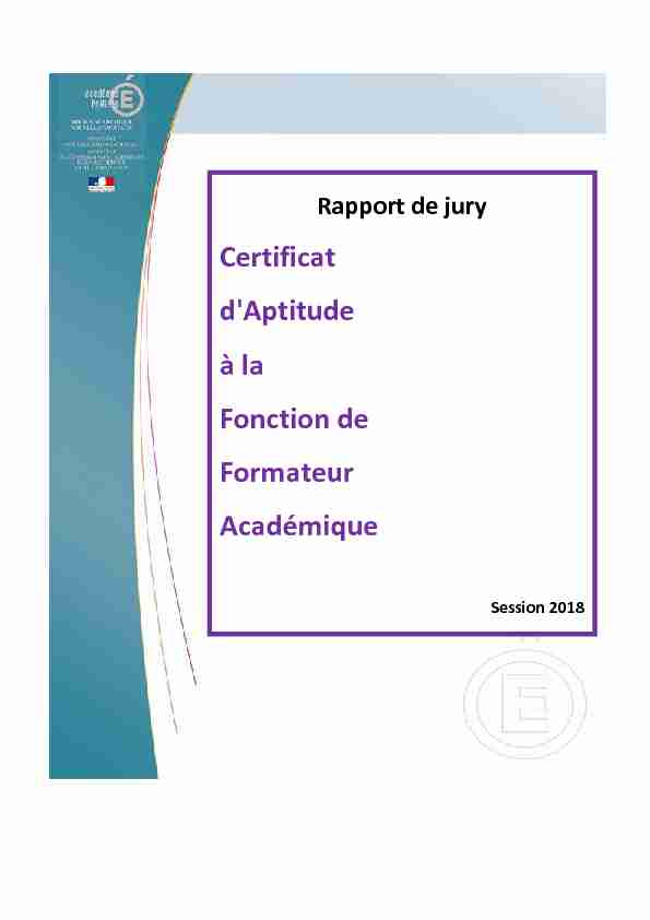 Certificat daptitude aux fonctions de formateur académique (CAFFA
