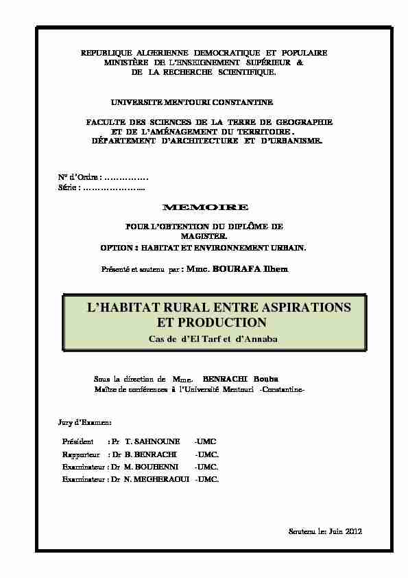 [PDF] LHABITAT RURAL ENTRE ASPIRATIONS ET PRODUCTION