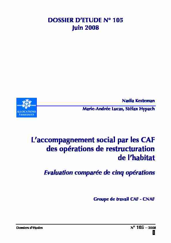 Laccompagnement social par les CAF des opérations de