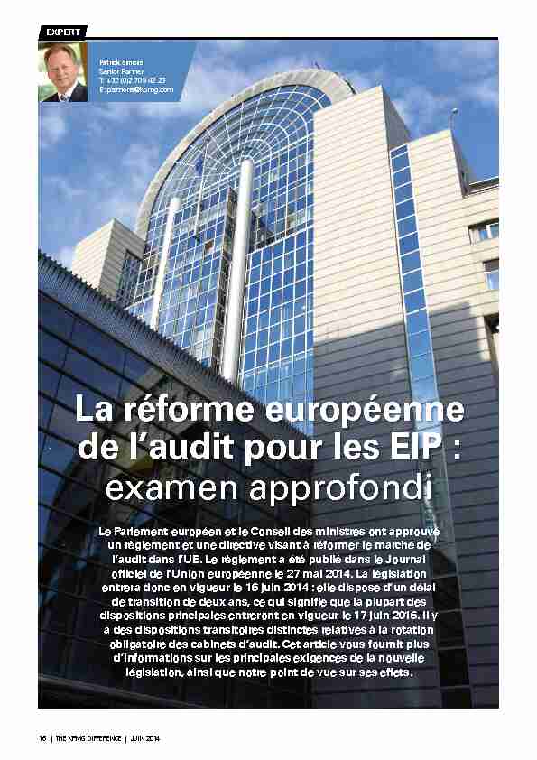 La réforme européenne de laudit pour les EIP: examen approfondi