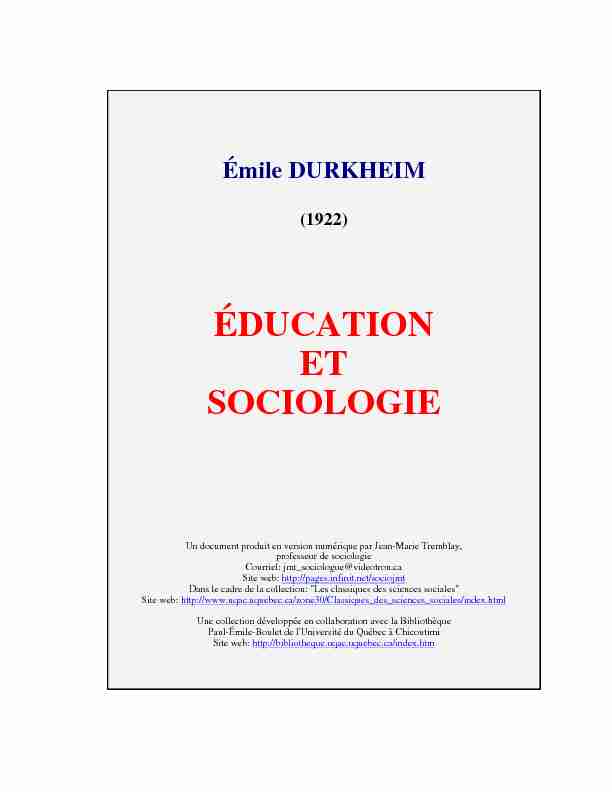[PDF] ÉDUCATION ET SOCIOLOGIE - Alain Léger, sociologue de l