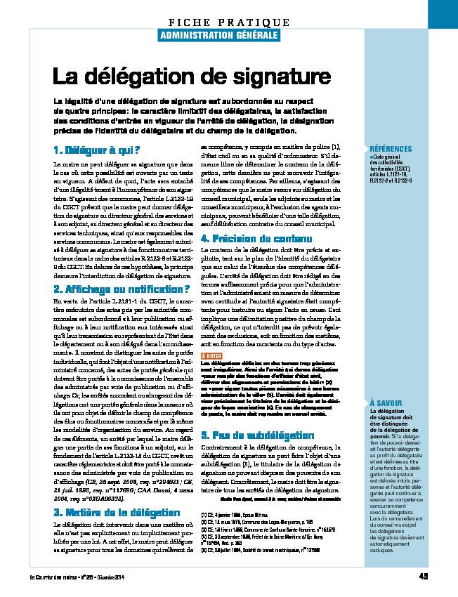 [PDF] La délégation de signature - Seban & Associés