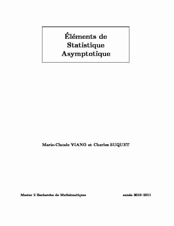 [PDF] Cours de Statistique Asymptotique 2010