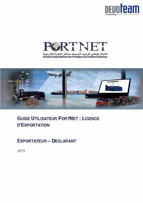 Guide Utilisateur PortNet : Licence dExportation