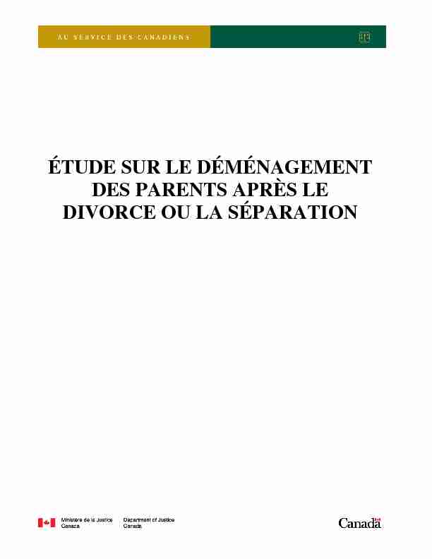 [PDF] Étude sur le déménagement des parents après le divorce ou la