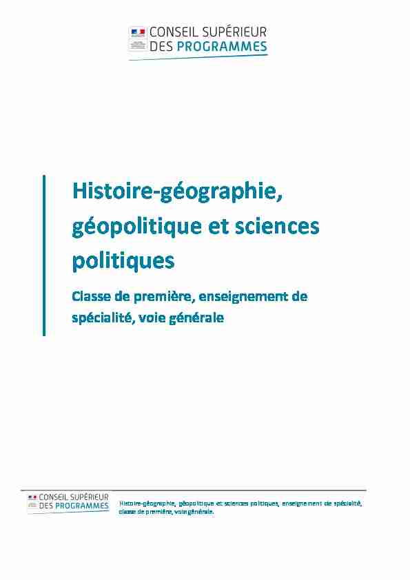 Histoire-géographie géopolitique et sciences politiques