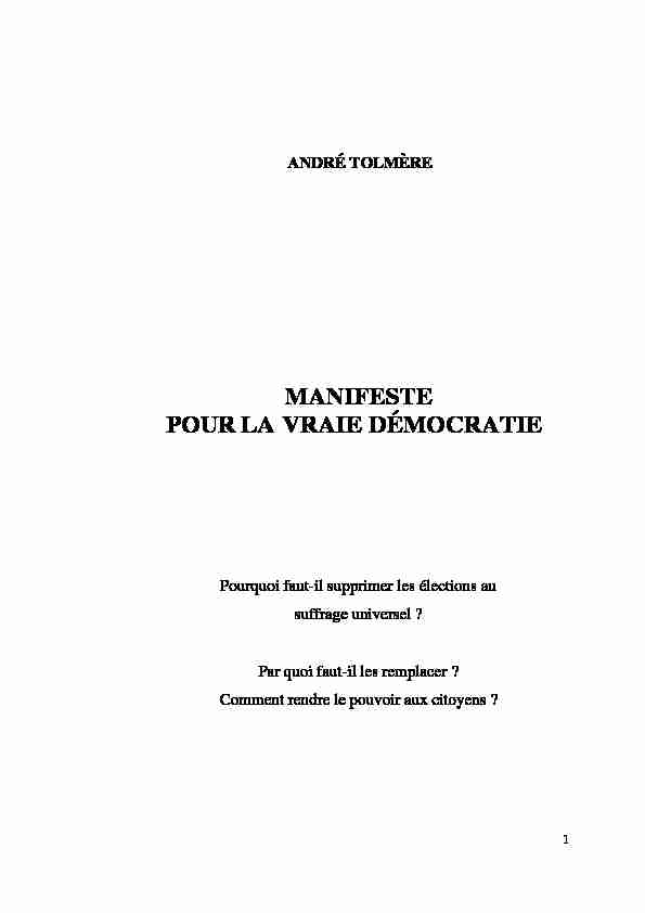 [PDF] MANIFESTE POUR LA VRAIE DÉMOCRATIE