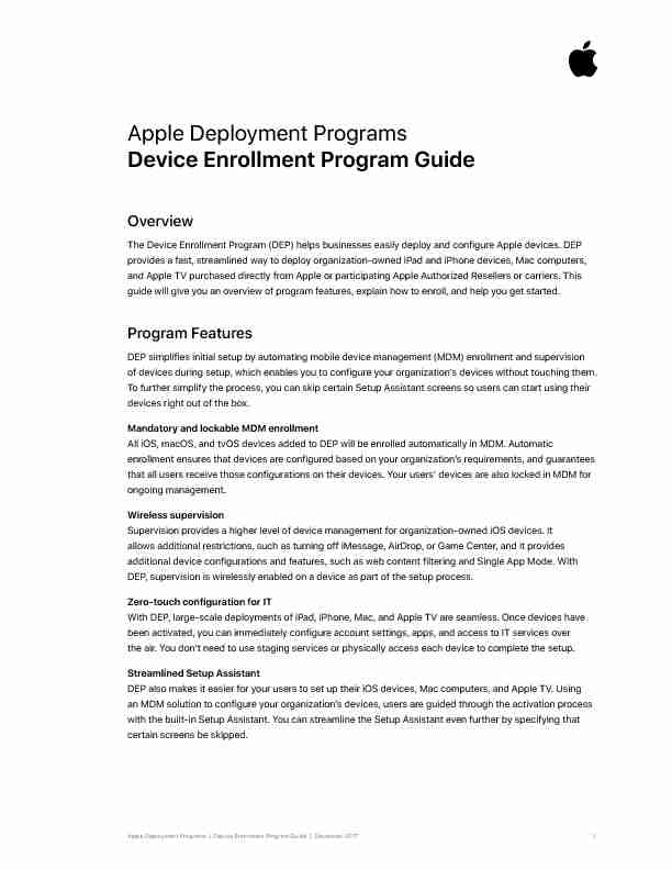 Apple Deployment Programs Device Enrolment Program Guide