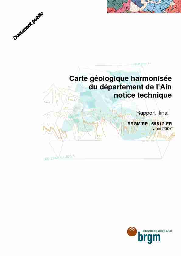 Carte géologique harmonisée du département de lAin notice