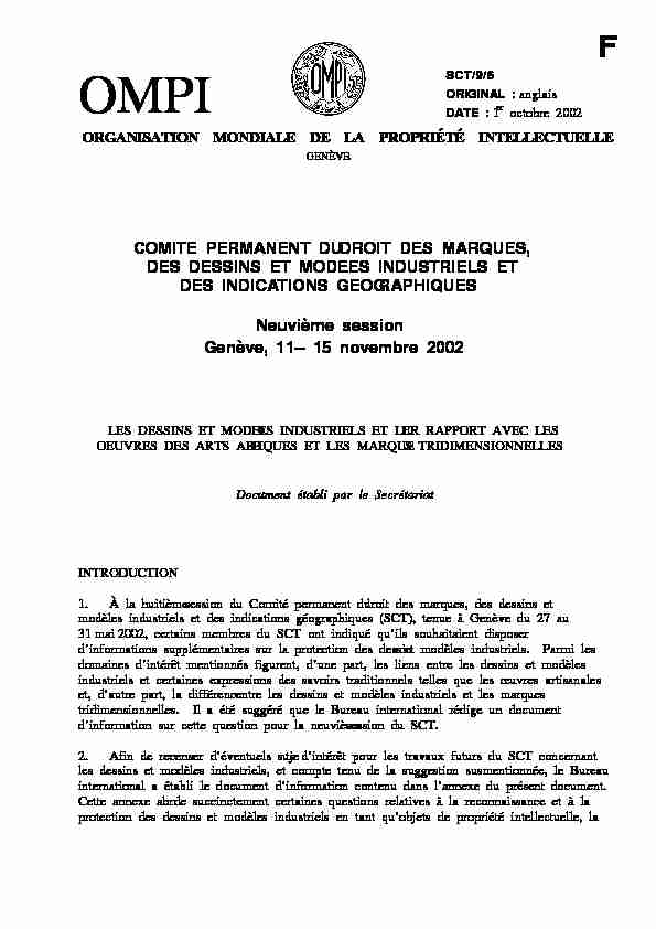 [PDF] SCT/9/6 : Les dessins et modèles industriels et leur rapport  - WIPO