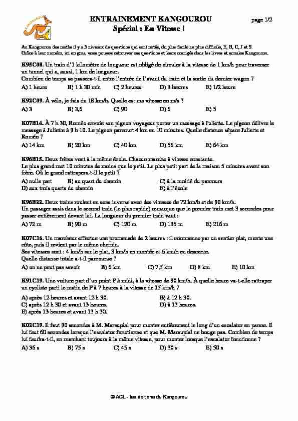 [PDF] En Vitesse - Kangourou des mathématiques