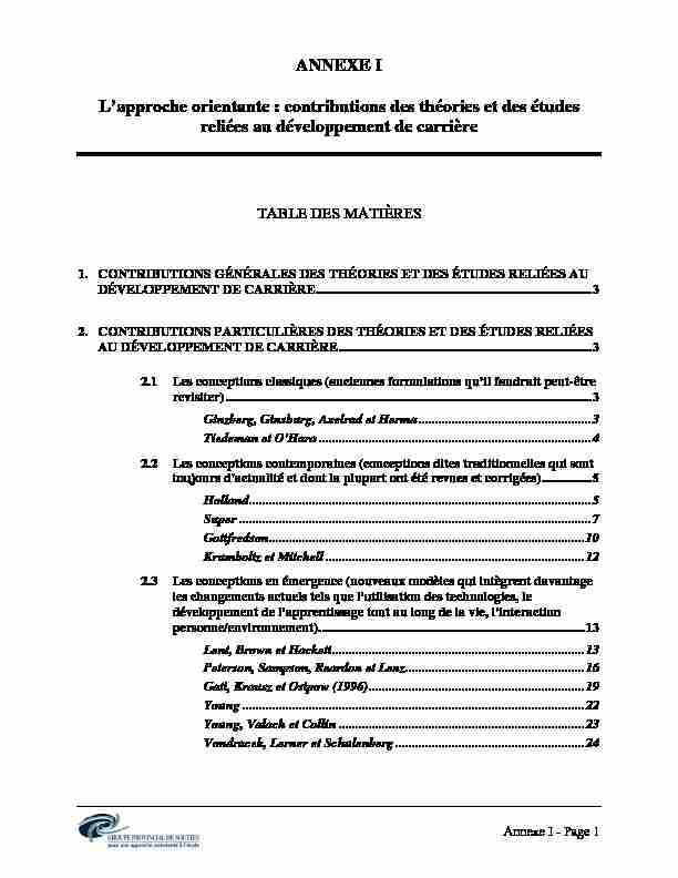 [PDF] Contributions des théories du développement de carrière  - GPSAO