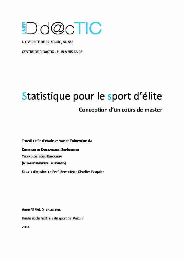 [PDF] Enseigner la statistique pour le sport délite - Université de Fribourg