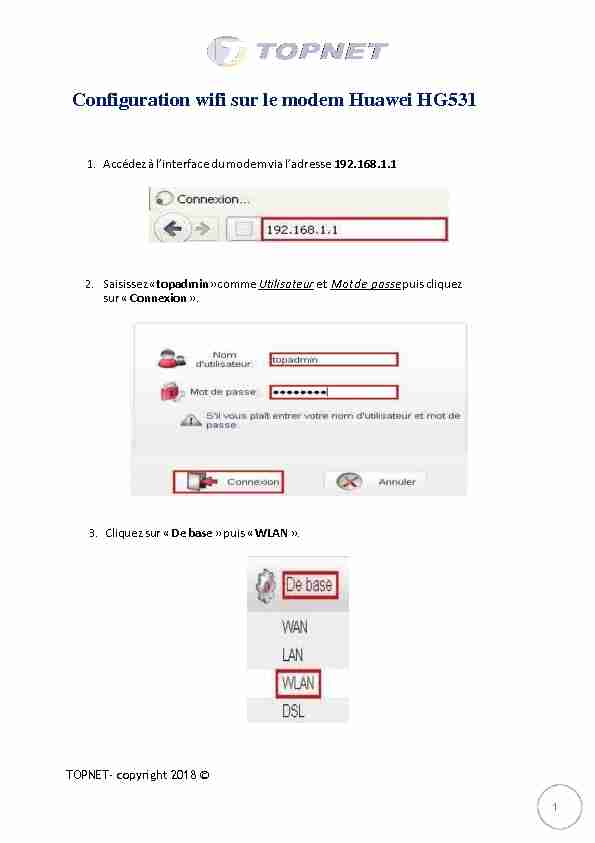 [PDF] Configuration wifi sur le modem Huawei HG531 - TOPNET