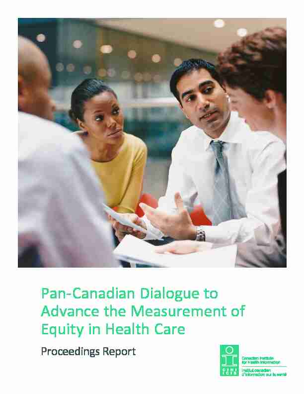 Pan-Canadian Dialogue to Advance the Measurement of Equity in
