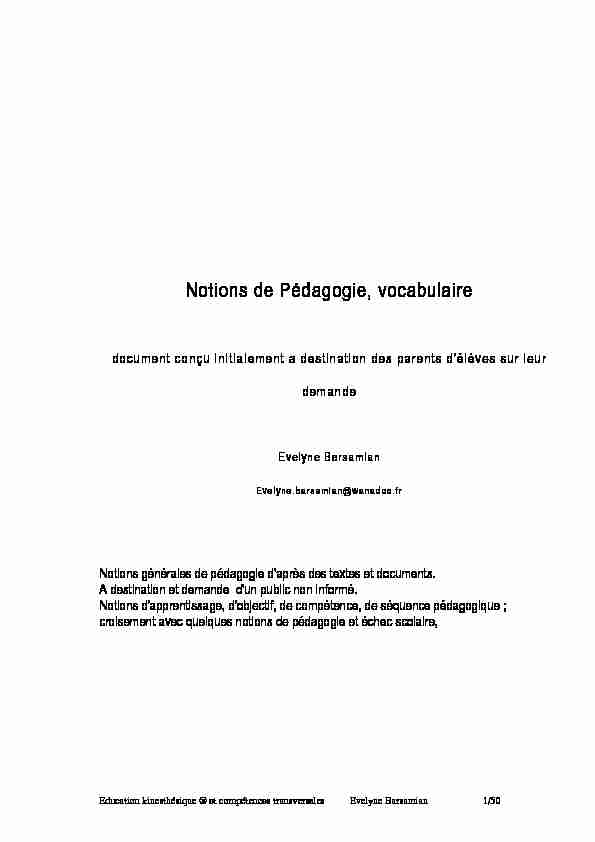 [PDF] Pédagogie, vocabulaire