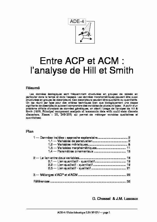 Entre ACP et ACM : lanalyse de Hill et Smith