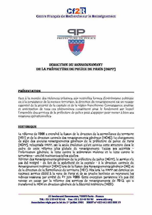 [PDF] Centre Français de Recherche sur le Renseignement  - Cf2R