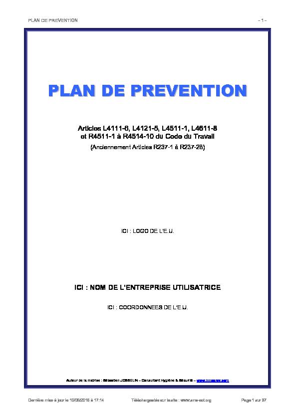 [PDF] Modèle de Plan de Prévention - Innoprev