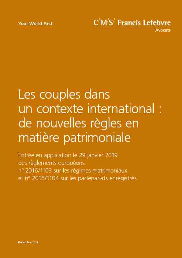 Les couples dans un contexte international : de nouvelles règles en