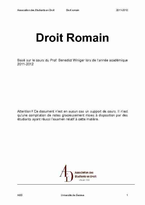 [PDF] Droit Romain - AED Genève
