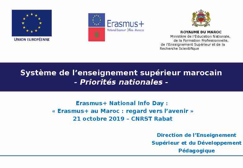 Système de lenseignement supérieur marocain - Priorités nationales -