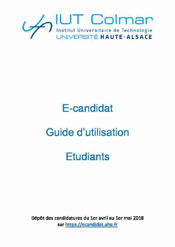 E-candidat Guide dutilisation Etudiants