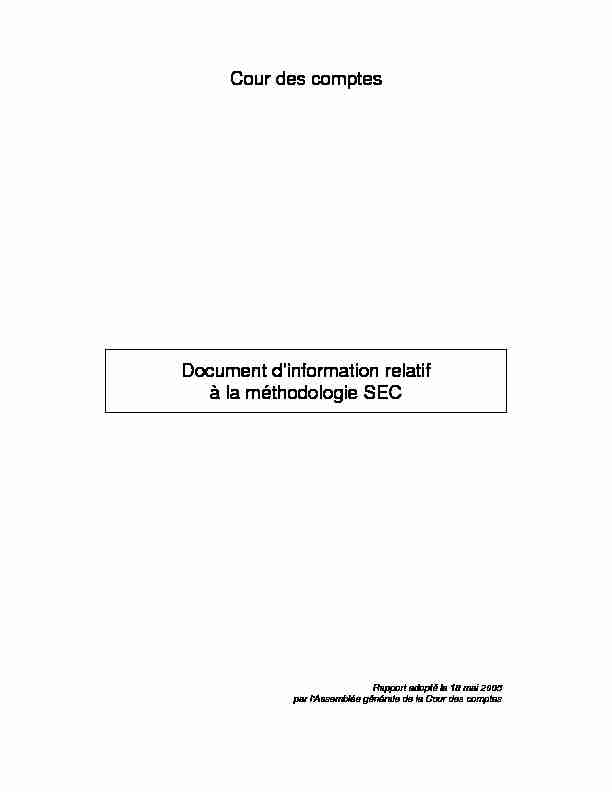 Document dinformation relatif à la méthodologie SEC