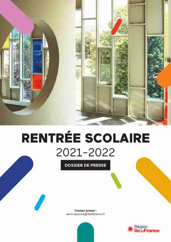 [PDF] RENTRÉE SCOLAIRE - Région Île-de-France