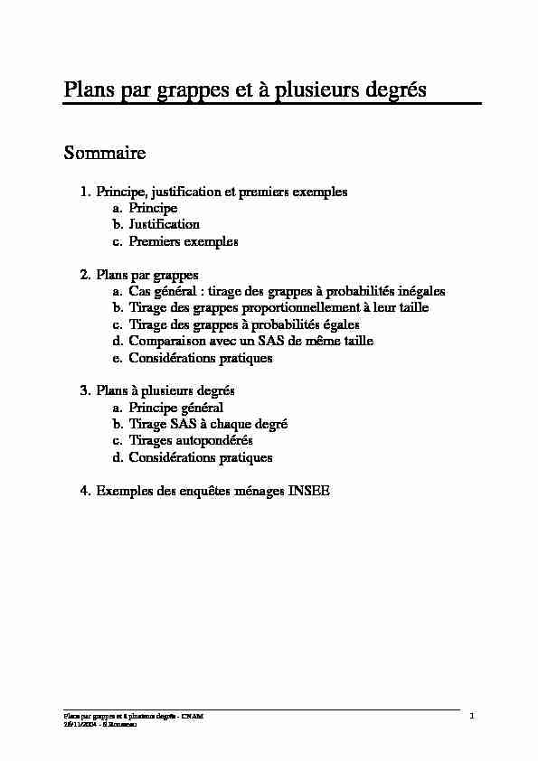 [PDF] Plans par grappes et à plusieurs degrés - Cedric-Cnam