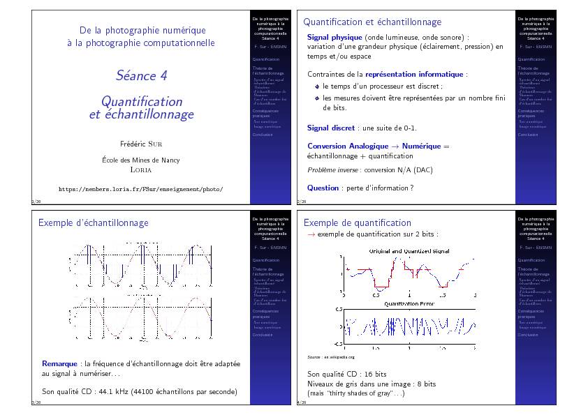 [PDF] Séance 4 Quantification et échantillonnage - Loria