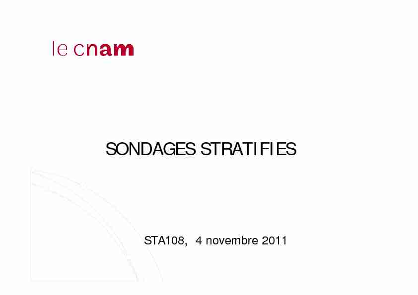 SONDAGES STRATIFIES - Conservatoire national des arts et métiers