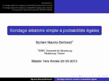 [PDF] Sondage aléatoire simple à probabilités égales - Université de