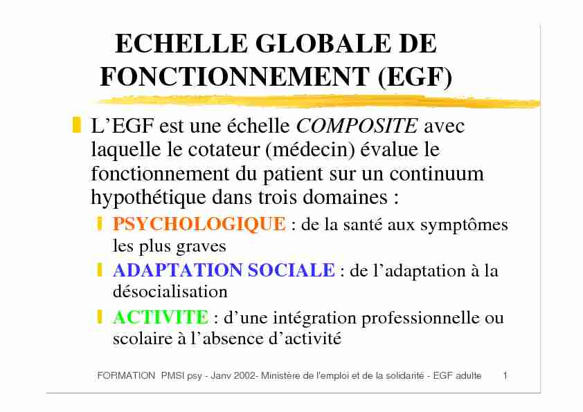 ECHELLE GLOBALE DE FONCTIONNEMENT (EGF) - Santéfr