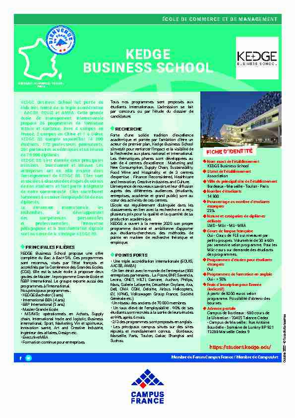 [PDF] KEDGE Business School - Campus France